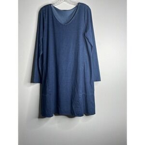 J Pure Jill Indigo Dress Womens Medium Pullover A-Line Chambray 3/4 Sleeve